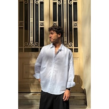 Flaw Çizgili Oversize Gömlek Beyaz-22280 Beyaz