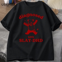 Tarzsokak Slay İle Teşhis-dhd Komik Panda Ayı T Shirt Zihinsel Sağlık Karikatür Tee Erkek Giysileri Pam 3045 Siyah