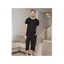 Aydoğan Erkek Modal Patlı Kısa Kollu Pijama Takımı Siyah