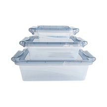 3 Lü Kilitli Saklama Kabı Set - 0.40-1-2 Lt. Plastik Çok Renkli Diğer