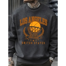 Startmore Tarzsokak Los Angeles Basketbol Mücadelesi Baskılı Sweatshirt Erkek Retro Hip Hop Kıyafetleri Günlük Ka Antrasit