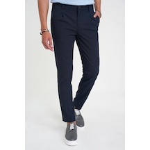 Efor Comfort Fit Beli Lastikli Tek Pileli Dokulu Lacivert Pantolon P 1193 Lacivert