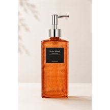 Premium Dokulu Cam Sıvı Sabunluk 500ml - 23 X 7 X 7 Cm Turuncu