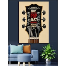 Black Jazz Gitar Müzik Dekoratif Kanvas - Mdf Ahşap Tablo
