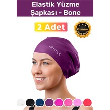 Premium Su Geçirmez Silikon Yüzücü Havuz Ve Deniz Bonesi Elastik Yüzme Şapkası 2'li Set Çok Renkli