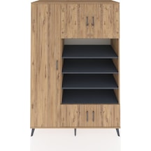 Kronos Dolap 10 Raflı 5 Kapaklı 132x59x195 Çam-çam/antrasit Çam