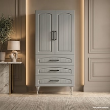 Ménerbes Çok Amaçlı Dolap 60 Cm 2 Kapak 3 Çekmece Soft Koyu Gri - Çok Amaçlı Erzak Dolabı