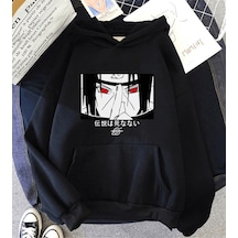 Anime İtachi Sharingan Kapşonlu Sweatshirt Siyah