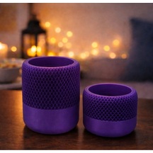 Mum Ve Saksı Dekoratif İkili Set Mor