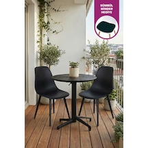 Vilinze Tilia Plastik Bahçe Balkon Bistro Seti Katlanır Masa 60 60 Cm Tilia-siyah-eames2-siyah-siyah Diğer