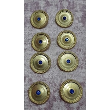 Mat Gold Taşlı Metal Düğme 35 Boy 22 Mm 8 Adet