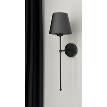 Modern Pilli Aplik Siyah Gövde Siyah Abajur Şık Görsellik Tesisat Gerektirmeden Tak Kullan Siyah