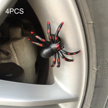 Sones 4 Pcs Evrensel Örümcek Şekli Araba Motorlu Bisiklet Lastik Vana Kapakları Kırmızı