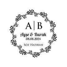 Küçük Meyveli Çelenk Mühür Kına Nişan Düğün 3x3 Cm Özel Etiket / 50 Adet Sticker Beyaz