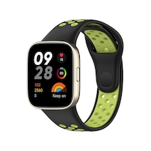 Newface - 340 - Xiaomi Redmi Watch 3 Spor Delikli Kordon - Ece-umay - - Siyah-yeşil
