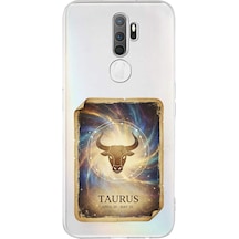 Oppo A5 2020 İle Uyumlu Burç Kartları Boğa Tasarımlı Şeffaf Silikon Kılıf Şeffaf