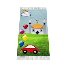 Dijital Baskılı Çocuk Seccadesi - Arabalı Camili - 44 X 78 cm
