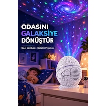 Lb Dinozor Yumurtası Galaksi Projektör Gece Lambası 4'ü 1 Arada Bluetooth Hoparlörlü Çok Renkli