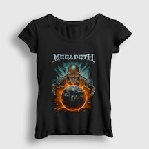 Presmono Kadın World Megadeth T-shirt Siyah
