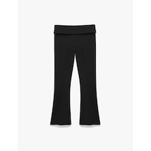 Koton Slim Fit Beli Kat Detaylı İspanyol Paça Pantolon Siyah 6wak40040pw Siyah