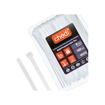 Chedı Kablo Bağları, 20 Cm 100'lü Paket Çok Amaçlı Kullanım, Premium Kalite Beyaz Kablo Klipsi