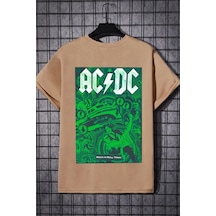 Flood Of Style Unisex Acdc Baskılı T-shirt Bej