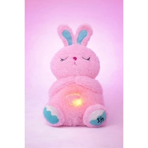 Pembe Tavşan Nefes Alan Peluş Oyuncak Müzikli Uyku Arkadaşı Peluş Oyuncak 35cm Çok Renkli