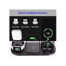 Bw06 5in1 Kablosuz Wireless Hızlı Şarj Standı İwatch Airpods İphone Samsung Uyumlu Kablosuz Şarj Standı -siyah Çok Renkli