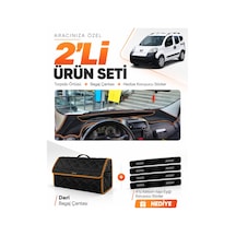 E-biz Peugeot Bipper 2007-2020 Uyumlu Torpido Örtüsü + Deri Çanta - Siyah-kahverengi - Pe020