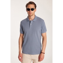 Tudors Erkek Slim Fit Dar Kesim %100 Pamuk Kısa Kollu Polo Yaka İndigo Tişört-50263 Çok Renkli