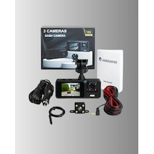 3 Kameralı Araç İçi Dvr Kayıt Cihazı Ön İç Arka Kamera Full Hd -