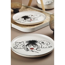 Kütahya Porselen Bone Şans 2 Parça 21 Cm Servis Tabağı Beyaz Ve Altın