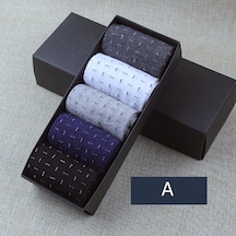 5 Çift Pamuklu Tüp Erkek Çorapları Kutulu İş Adamları Pamuklu Çorap A Diğer