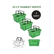 3 adet 22Litre Market ve Alışveriş Sepeti, Saplı Market Sepeti Y