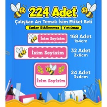 Sevimli Arı Temalı Okul Kreş Kişiye Özel İsim Etiket Seti - Model 30 Çok Renkli