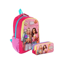 Coral High İlkokul/ortaokul Sırt Çantası Ve İki Bölmeli Kalemlik Seti - Kız Çocuk - Pembe Kırmızı Fashion Girl Çok Renkli