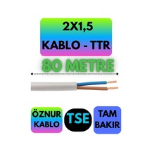Öznur 2x1,5 Ttr Kablo Beyaz Metre Seçenekli - 80 Metre