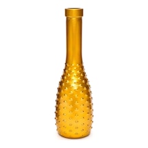Missi Gold İnce Kabartmalı Cam Vazo 26 Cm