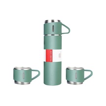 Ranyeek 304 Çelik Isı Yalıtımlı Termos Seti 500ml, Dışarıda Taşınabilir, Araçta Kullanılabilir, 3 Bardaklı, Isı Ve Soğuk Saklama, Sıcak/soğuk İçecekler İçin Yeşil Yeşil