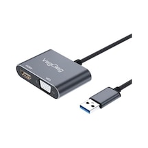 Usb-a To 4k 30hz Hdmı Ve 1080p 60hz Vga Görüntü Çevirici Kablo