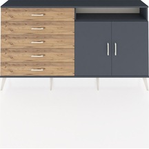 Arges Konsol 2 Raflı 5 Çekmeceli 2 Kapaklı 176x30x99 Antrasit-ant Antrasit-antrasit/çam