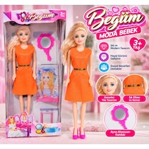 Begüm Moda Bebek Turuncu Elbiseli Oyuncak Bebek Ve Ayna Aksesuarı 3+ Yaş 001