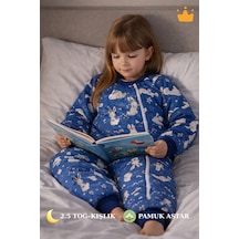 Babyhola 2.5 Tog Yorgan Gerektirmeyen Kalın Elyaf Dolgulu Çocuk Uyku Tulumu Pamuk Astarlı Unisex 6020 Lacivert