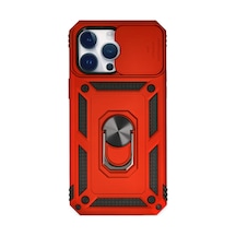 Apple iPhone Uyumlu 14 Pro Max Kılıf Pars Lens Yüzüklü Silikon - Kırmızı Bzsxx00 1