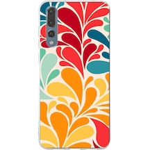Huawei P20 Pro İle Uyumlu 1mm Slim Fit Retro Renkler 5 Baskılı Şeffaf Kılıf Şeffaf