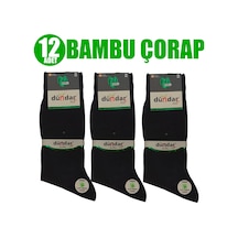 Dündar Plus 12 Adet Siyah Erkek Bambu İnce Yazlık Çorap Siyah