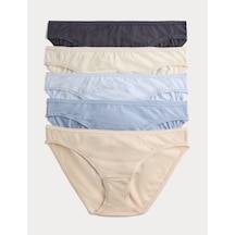 Marks & Spencer 5'li Cotton Lycra Bikini Külot Seti Mavi Mix