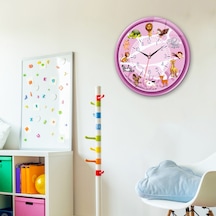 Decorita Cam Saat | Çocuk Odası - Pembe | Çap40cm Çok Renkli