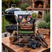 Tek Kibritle Tutuşan Naturel Ağaç Mangal Kömürü 1.5 Kg - Kolay Kullanım Yüksek Isılı Gri - Siyah