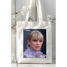 Art Hediye Taylor Swift Baskılı Bez Çanta Omuz Çantası Kişiye Özel Desen 2 Çok Renkli